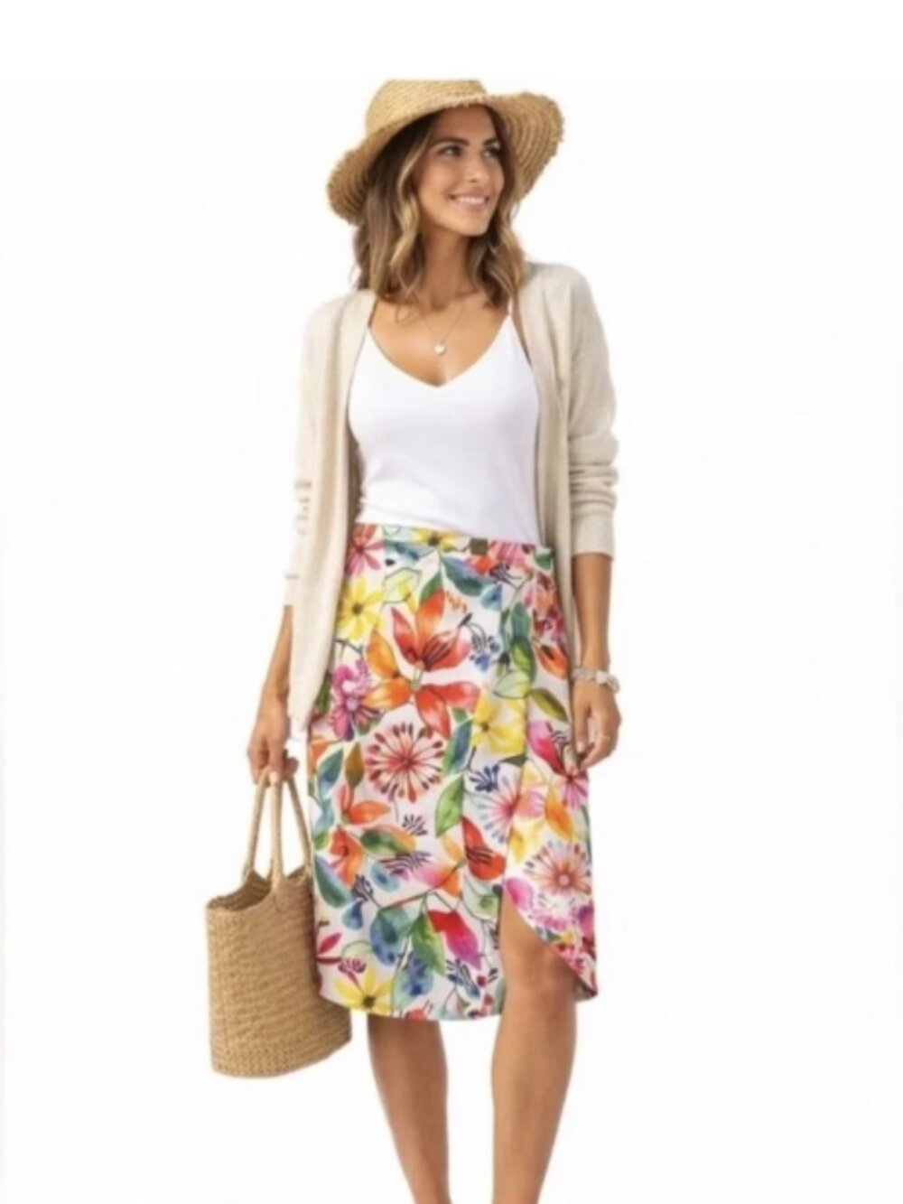 Rip Skirt Hawaii Watercolor Wildflower Adjustable Pockets Wrap Skirt XL